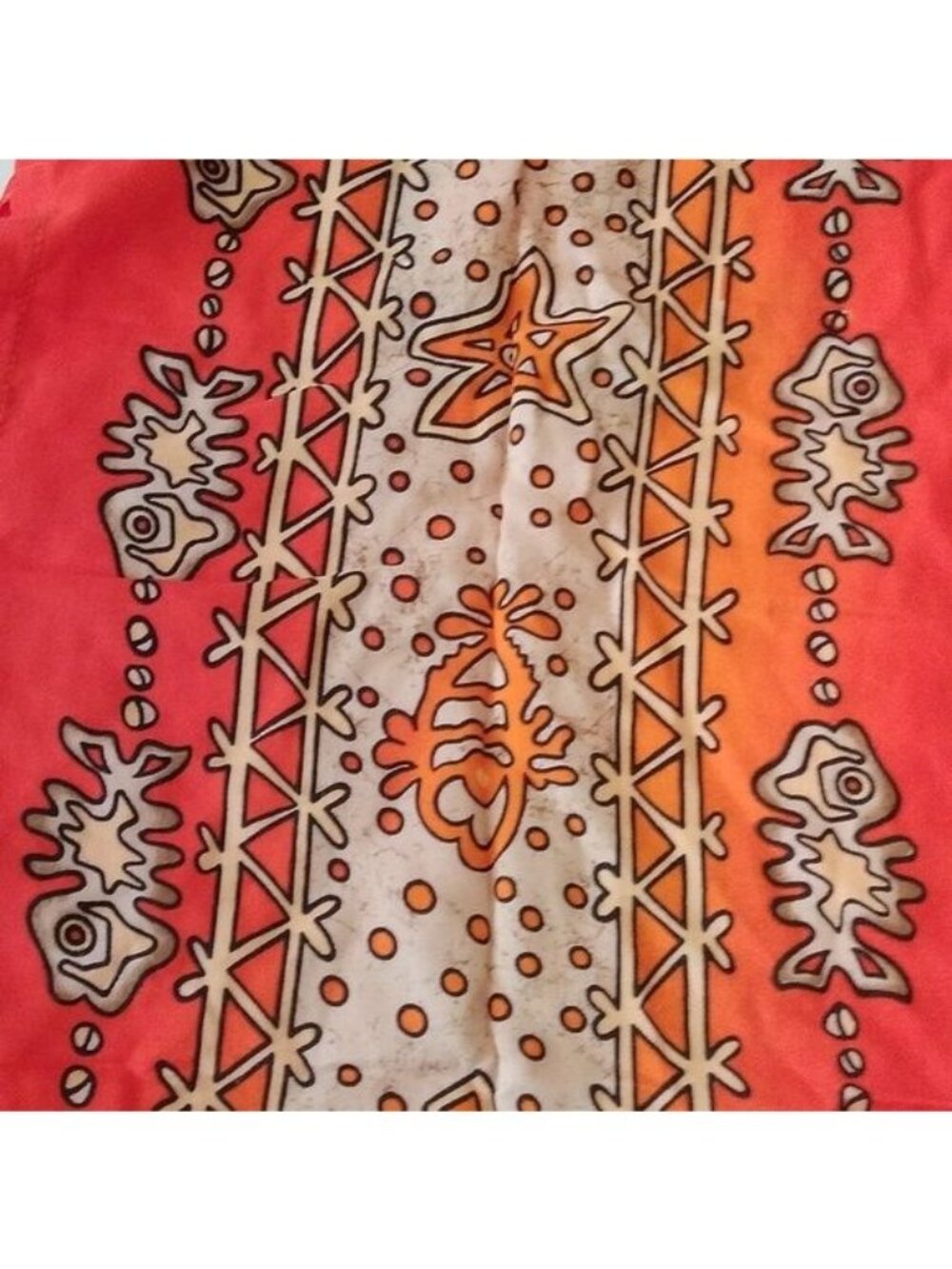 Orange Printed Scoop Neck Long Shift Dress, size Large - Picture 4 of 6